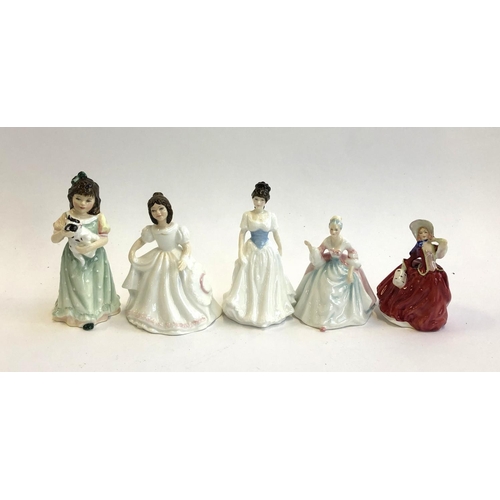 70 - Five Royal Doulton figurines, 'Home at Last', 'Amanda' (signed to base), 'Melody', 'Diana', 'Autumn ... 