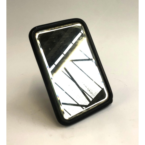 160 - A small ebonised looking glass, rectangular bevelled plate, white metal 'A' to reverse, 17.5x12cm