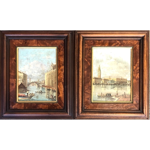 362 - A Gardelli, a pair of framed oils on copper depicting Venetian scenes, specifically St Mark's and th... 