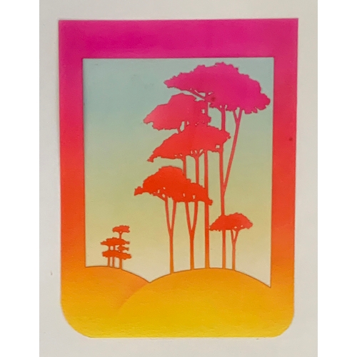 410 - Michael English (1941-2009), Trees (Design for a tin covered note book for JRM Design), airbrush on ... 