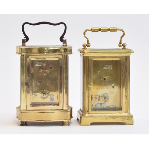 432 - Two French brass carriage clocks, one with dial signed 'Jean Renet', each approx. 11.5cm high