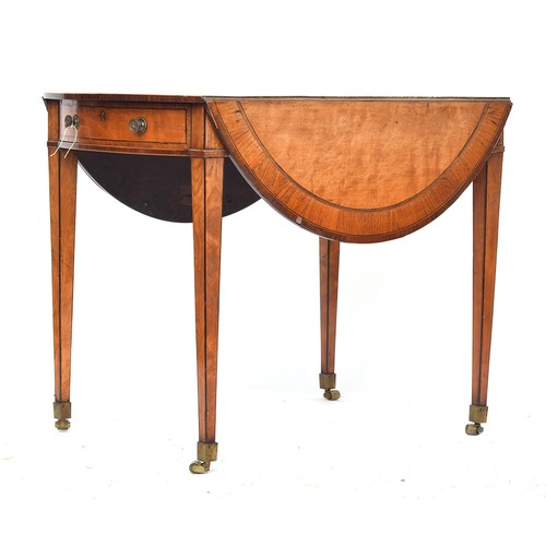 559 - A George III satinwood Pembroke table, with single bow fronted frieze drawer and opposing blind draw... 