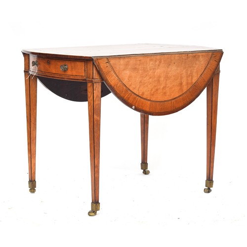 559 - A George III satinwood Pembroke table, with single bow fronted frieze drawer and opposing blind draw... 