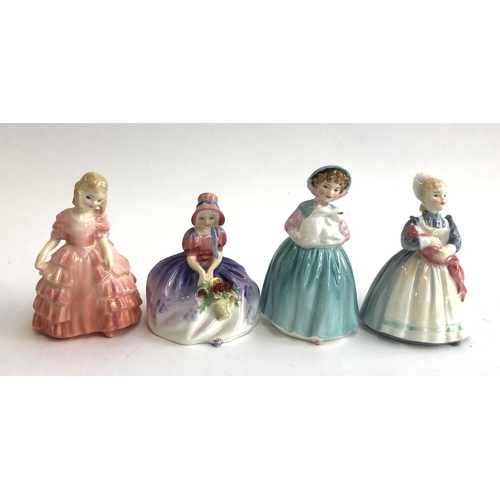 80 - Four Royal Doulton figurines, 'The Rag Doll', 'Bunny', 'Monica', and 'Rose', the tallest 12.5cmH