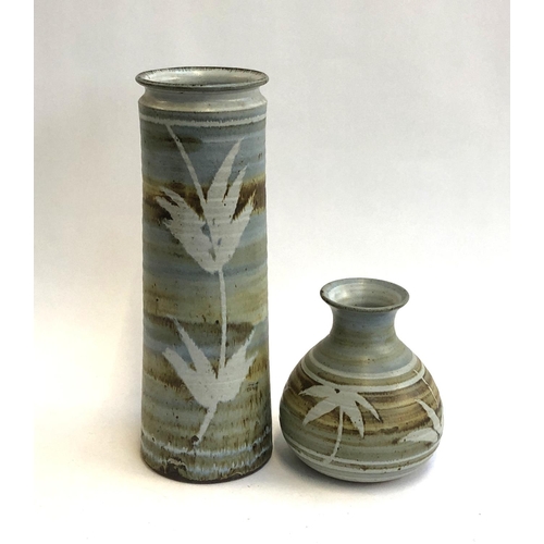 95 - Two Large Bryan Newman Aller Studio Pottery vases, the tallest 37cmH