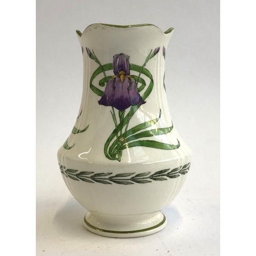 105 - A Minton 'Iris' pattern vase, decorated with iris blooms & foliage, factory marks c1880s, 13.5cmH