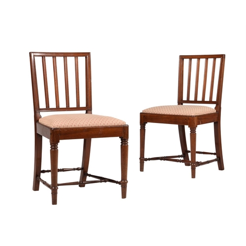 648 - A pair of Regency mahogany side chairs, circa 1815, attributed to Gillows, each with a drop in seat,... 