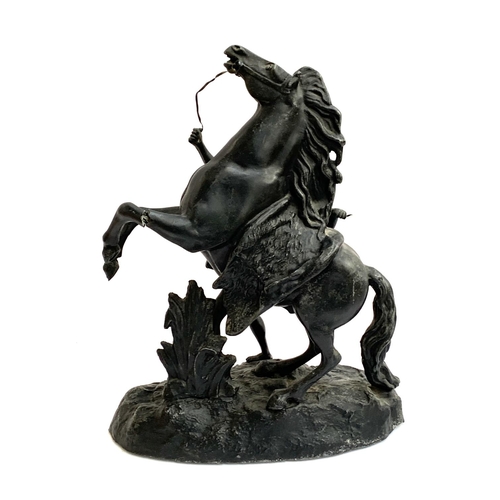 148 - After Guillaume Coustou The Elder (1677-1746), a spelter model of a marly horse (one leg af), 40cmH