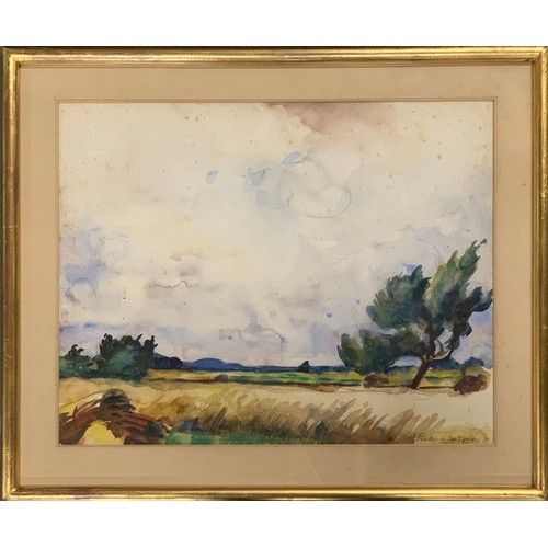 277 - Charles Picart Le Doux (French 1881-1959), 'Windy Sky over Common', watercolour on paper, signed low... 