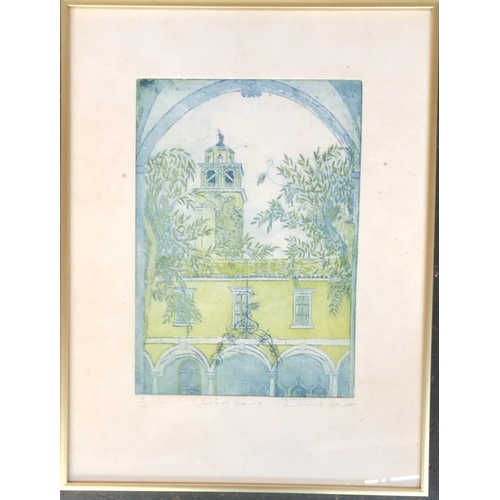 424 - Patricia V. Dawson 'Cloisters Venice' signed, titled and numbered 9/40 in pencil, plate size 35cm x ... 