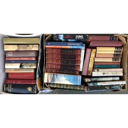 218 - Two boxes of books, mostly on the subject of war, but also including Arthur Bryant, etc