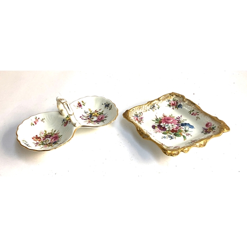 135 - Two hand painted floral Hammersley pin dishes, each signed F. Howard