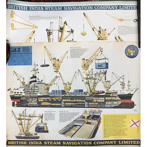 243 - A pair of British India Steam Navigation Company Limited posters, each 63x82cm, together with a post... 