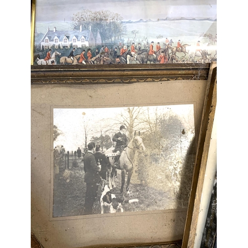 255 - Hunting Interest: A quantity of hunting related prints and photographs to include 'Kirby Gate', toge... 