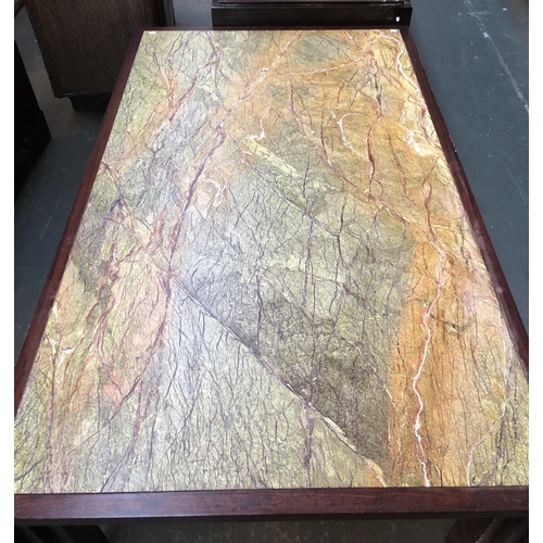 639 - A large and extremely heavy coffee table inset with stone slab top, 180x111x57cmH