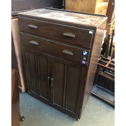 667 - A mid century cupboard with two drawers, 83x46x122cmH