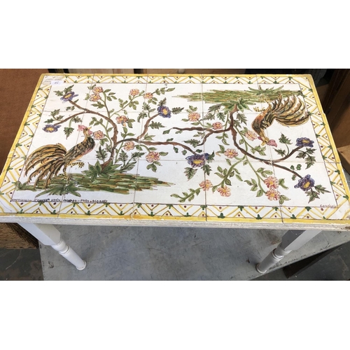 689 - A vintage tile topped coffee table, 70cmW