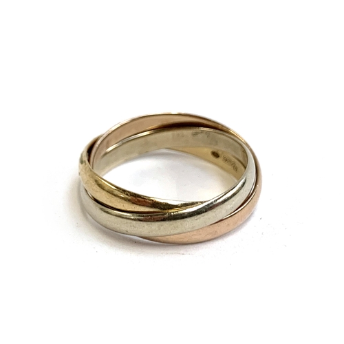 A 14ct gold tri-coloured trinity ring, approx. size O, 4.7g