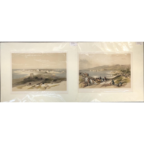 476 - After David Roberts, two coloured lithographs, 'Sydon, Looking towards Lebanon', and 'Ancient Tyre, ... 