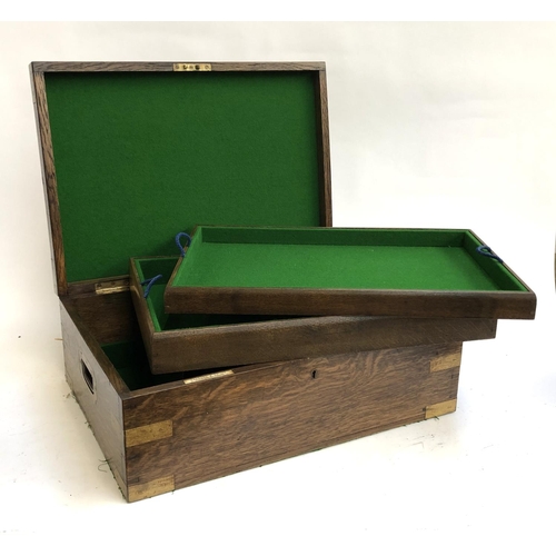 278 - A large Garrard & Co. oak canteen, with two removeable trays, vacant brass plaque, 56x39x19cmH