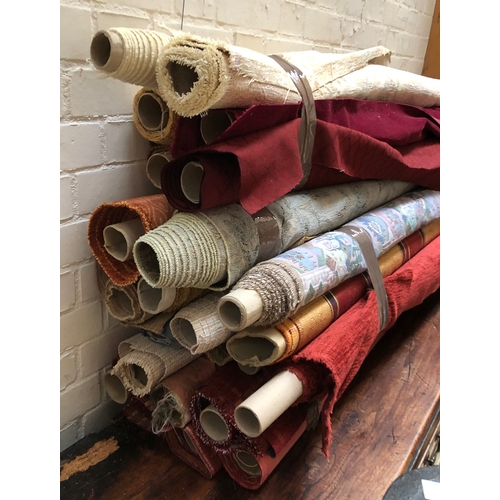 758B - A large quantity of fabric rolls, holding various lengths