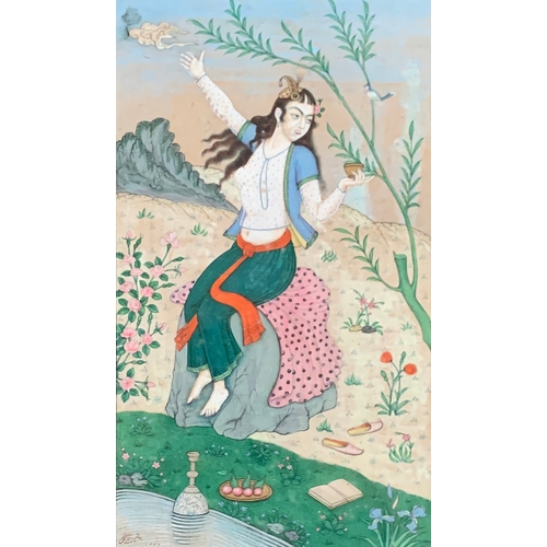 337 - A painting from a Ragamala series, possibly Kukubha Ragini, gouache on paper, depicting a barefooted... 