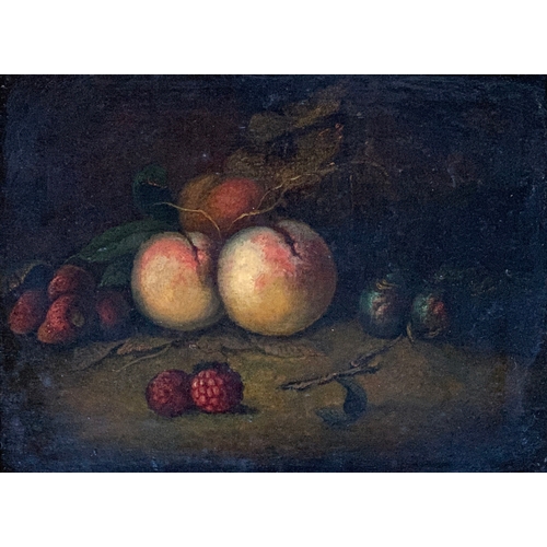 302 - 19th century oil on panel, still life of fruit, 18x24cm