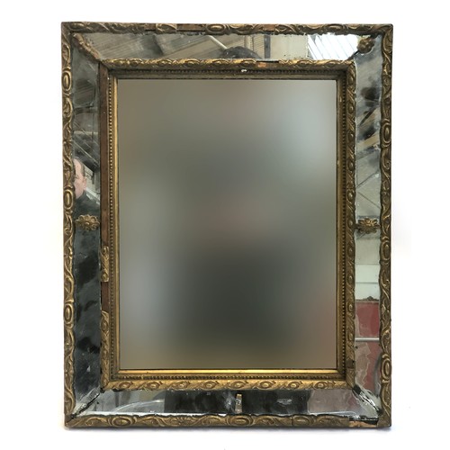 391 - A gilt gesso mirror, with mirrored inset frame, 45cm wide, 55cm high