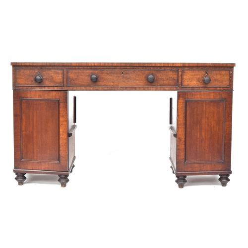 509 - A 19th century mahogany bowfront sideboard, the top with three drawers, each pedestal with cupboard ... 