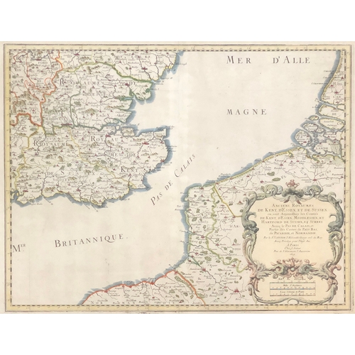 224 - Nicolas Sanson (1600-1667), 'Anciens Royaumes de Kent, d'Essex et de Sussex', hand coloured map c.16... 