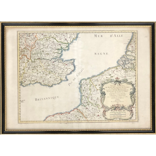 224 - Nicolas Sanson (1600-1667), 'Anciens Royaumes de Kent, d'Essex et de Sussex', hand coloured map c.16... 