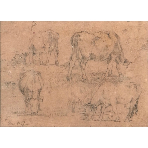 261 - William Mark Fisher RA (1841-1923), pencil studies of cows, signed and dated August 1877, 23.5x32.5c... 