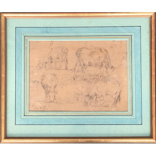 261 - William Mark Fisher RA (1841-1923), pencil studies of cows, signed and dated August 1877, 23.5x32.5c... 