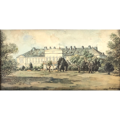 281 - Rudolf Schima (19th/20th century Austrian), early 20th century watercolour of a schloss, signed and ... 