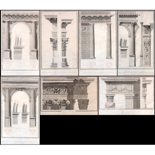 237 - Jean-Charles Delafosse (1734-1789) engraved by Jacques Chéreau (1688-1776), a set of seven architect... 