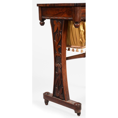 542 - A William IV rosewood work table, in the manner of Gillows, 54cm wide, 38cm deep, 69cm high