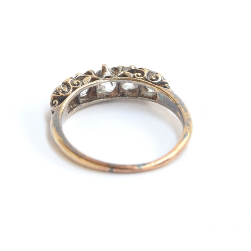 18 - A late Victorian diamond five stone ring, unhallmarked but test as 18ct or higher, size O 1/2

Prove... 