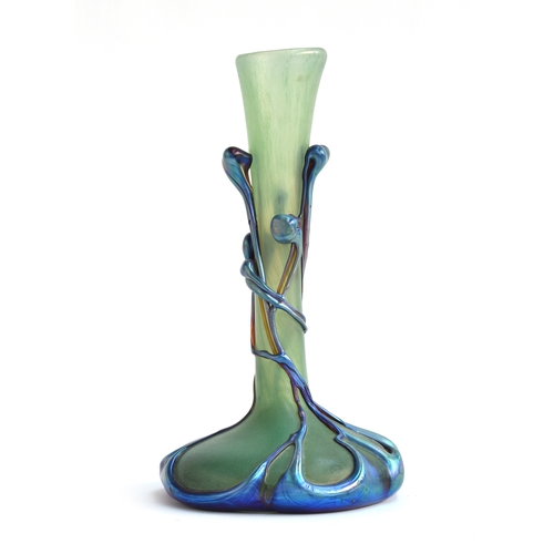 220 - Attributed to Michele Luzoro (b.1949), a French iridescent art glass vase of organic tapering form, ... 