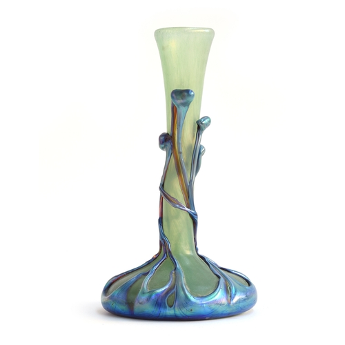 220 - Attributed to Michele Luzoro (b.1949), a French iridescent art glass vase of organic tapering form, ... 