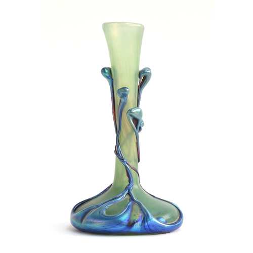 220 - Attributed to Michele Luzoro (b.1949), a French iridescent art glass vase of organic tapering form, ... 