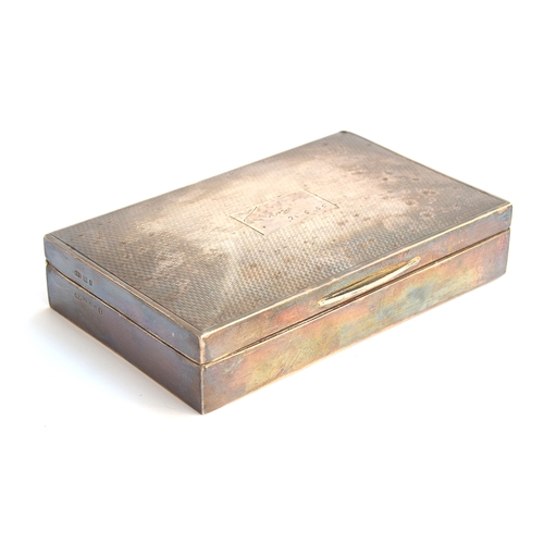 80 - A Victorian silver cigarette box by Alfred Ernest Neighbour, London 1874, the engine turned lid engr... 