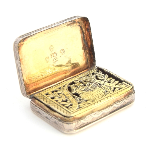 82 - A George III silver rectangular vinaigrette by John Shaw, Birmingham 1805, the cover and base with a... 