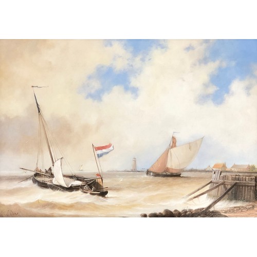 285 - William Calladine (b.1941), 'Hollandsche Schepen, c.1815', 'Head to Wind and make fast!', oils on pa... 