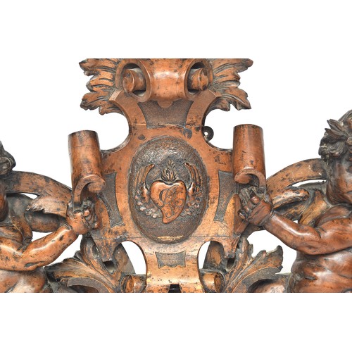 651 - A 17th century walnut over pediment, Anglo-Flemish, attributed to Gaius Cibber or Artus Quellinus, h... 