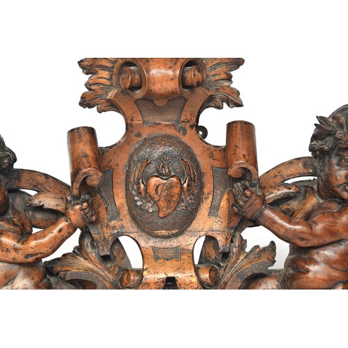 651 - A 17th century walnut over pediment, Anglo-Flemish, attributed to Gaius Cibber or Artus Quellinus, h... 