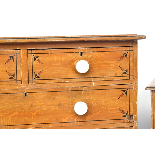 503 - A Regency painted pine bedroom suite, comprising a chest of two short over three graduating drawers ... 