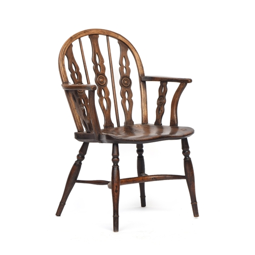 626 - A 19th century ash and elm Windsor armchair, of Prior type, attributable to J & R Prior, Uxbridge, h... 