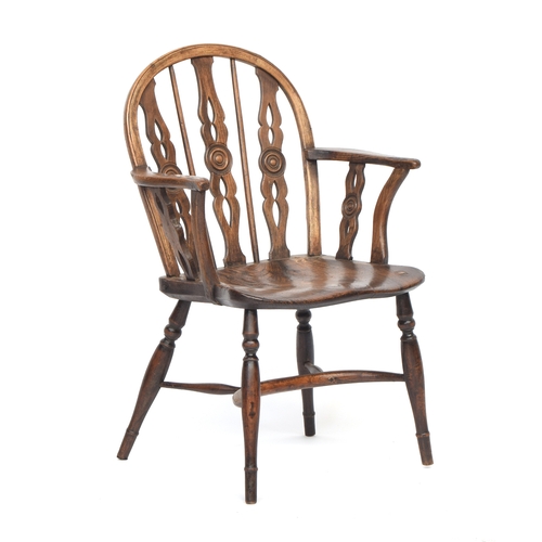 626 - A 19th century ash and elm Windsor armchair, of Prior type, attributable to J & R Prior, Uxbridge, h... 