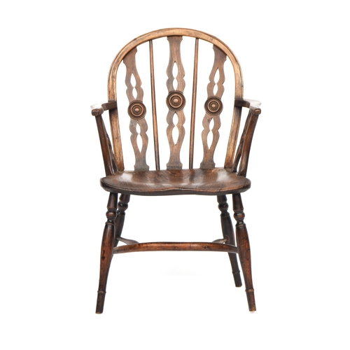 626 - A 19th century ash and elm Windsor armchair, of Prior type, attributable to J & R Prior, Uxbridge, h... 