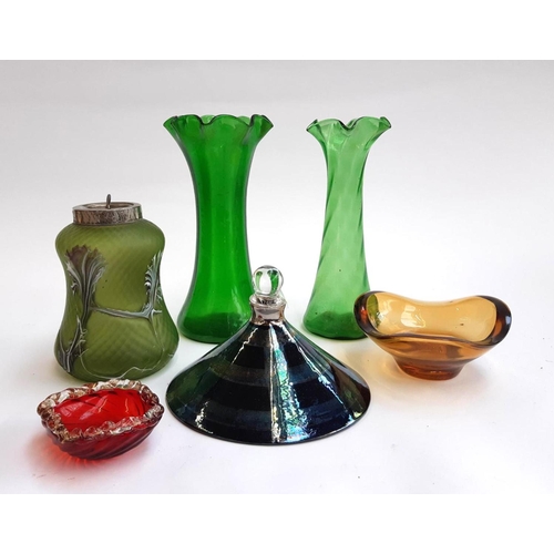 101 - A Studio Art glass scent bottle signed by artist together with other glass items